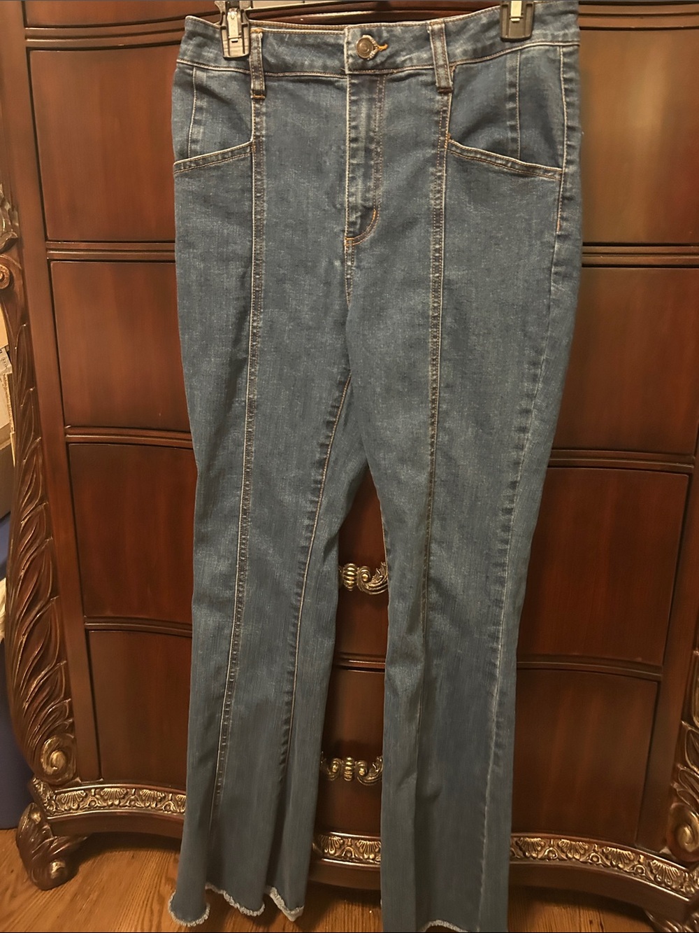 True Craft Denim Flare Jeans in Medium Blue